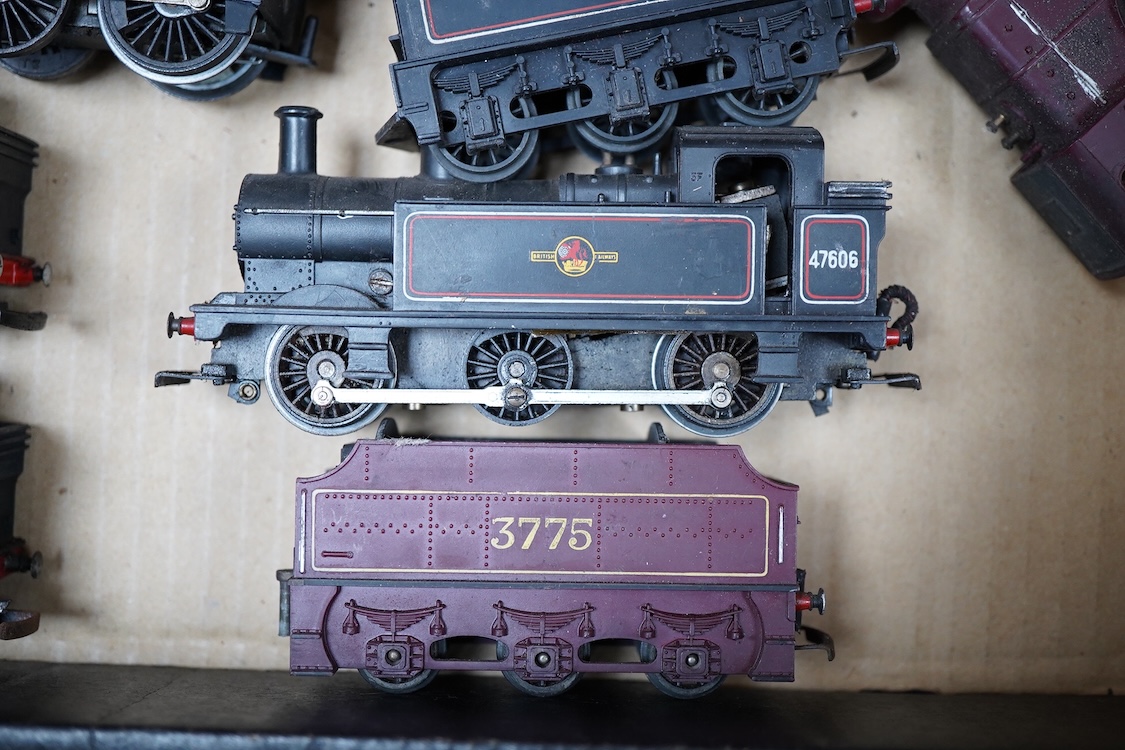 Three part-built 0 gauge railway brass and white metal locomotives by John Worsley; an ACE Products kit of an SR Bullied light Pacific with its original box, a SECR Wainwright H class 0-4-4T locomotive and an LNER class